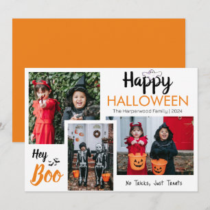 Hey Boo Spooky Halloween Familie Foto Collage Feiertagskarte