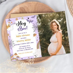 Hey Boo! Spooky Halloween Ghost Baby Shower Foto Einladung