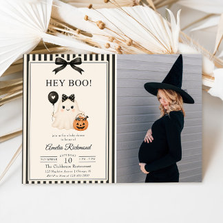 Hey Boo Süßer Geist Halloween Baby Shower Foto Einladung