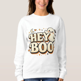 HEY BOO Süßer Retro-Geist Halloween-Spaß Sweatshirt