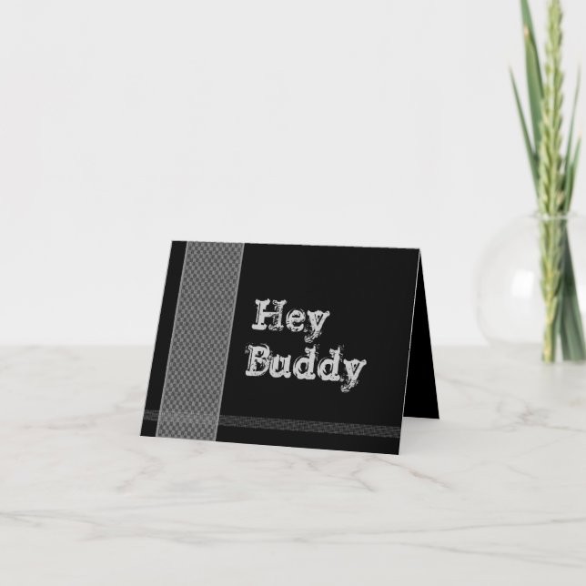 HEY BUDDY Be My Trauzeuge - Black and Silver Karos Einladung (Vorderseite)