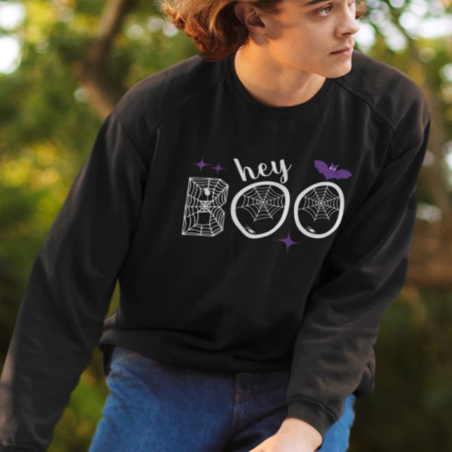 Hey & Bye Boo Halloween Bat und Web Sweatshirt (This item is for display purposes only to illustrate the design element. )