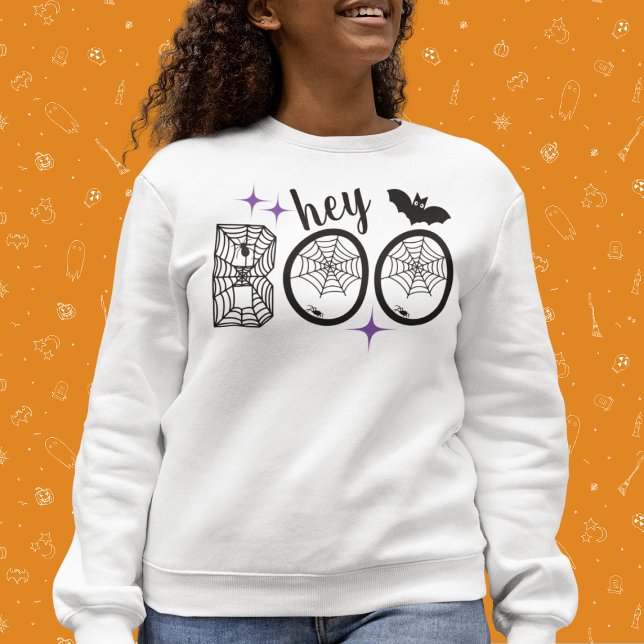 Hey & Bye Boo Halloween Bat und Web Sweatshirt (This item is for display purposes only to illustrate the design element. )