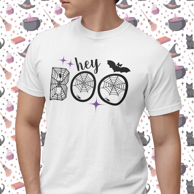 Hey & Bye Boo Halloween Bat und Web T-Shirt (This item is for display purposes only to illustrate the design element. )