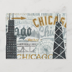 Hey Chicago Vintage Postkarte
