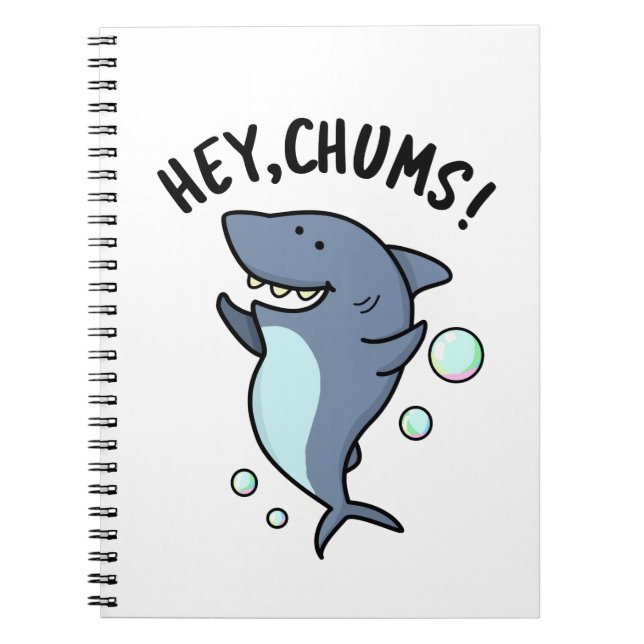 Hey Chums Funny Toothy Shark Pun Notizblock (Vorderseite)