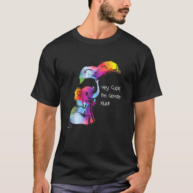 Hey Cupid Im Gender Fluid Rainbow Gender Neutral P T-Shirt (Vorderseite)