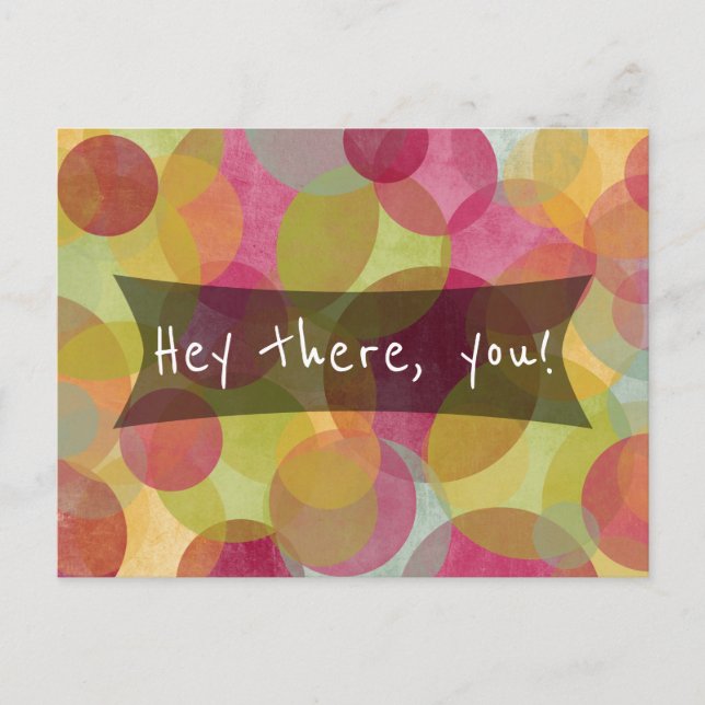 Hey, da! Friendly Red Yellow Orange Green Postkarte (Vorderseite)