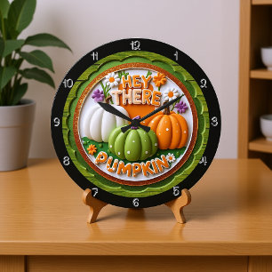Hey Da Pumpkin Illustration Große Wanduhr