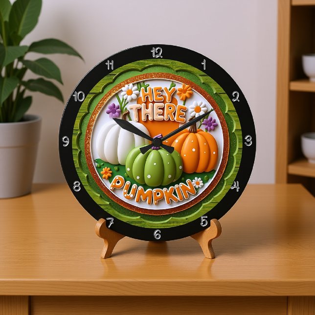 Hey Da Pumpkin Illustration Große Wanduhr (Von Creator hochgeladen)