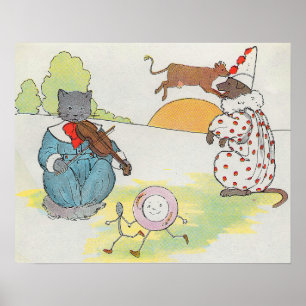 Hey Diddle Diddle die Katze und den Fiddle Rhyme Poster
