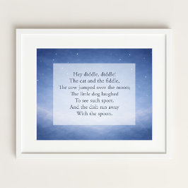 Hey Diddle Diddle Kinderreim Nachthimmel Druck Poster
