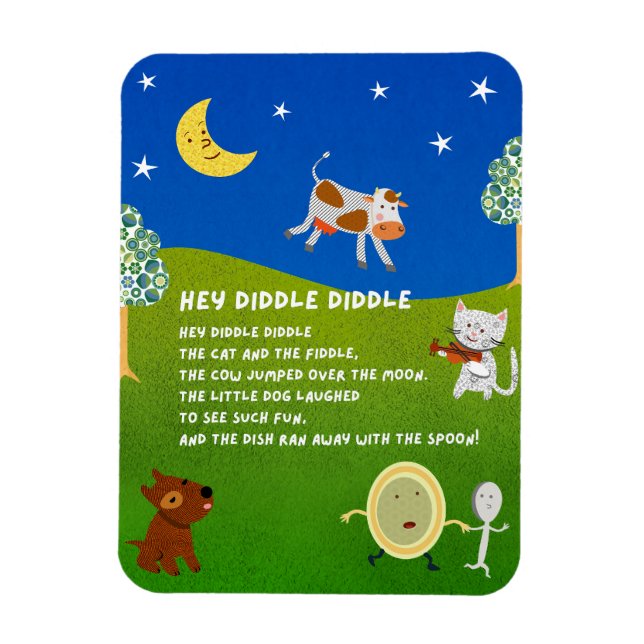 Hey Diddle Diddle Nursery Rhyme Magnet (Vertikal)