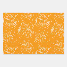 Hey, dort Tiger Muster Trio Packung Papierblätter Geschenkpapier Set