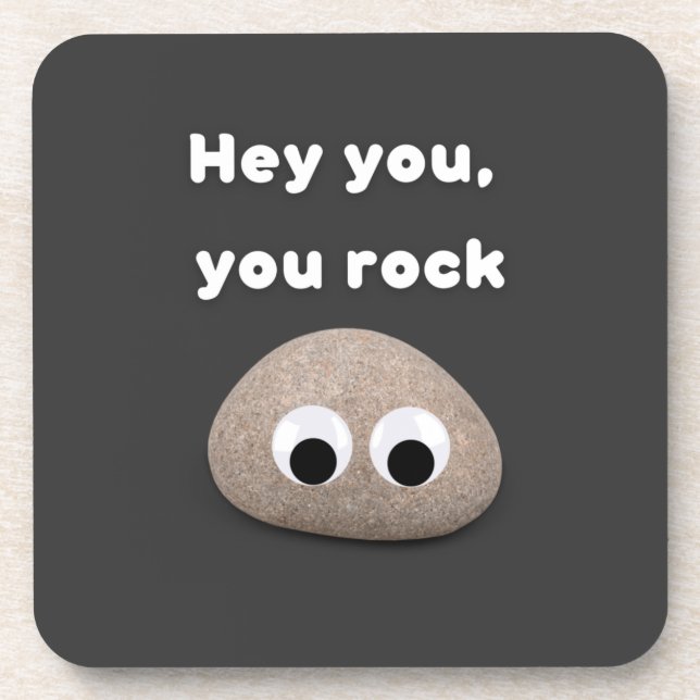 Hey du, du rockst, Rock mit googgen Augen Getränkeuntersetzer (Vorderseite)