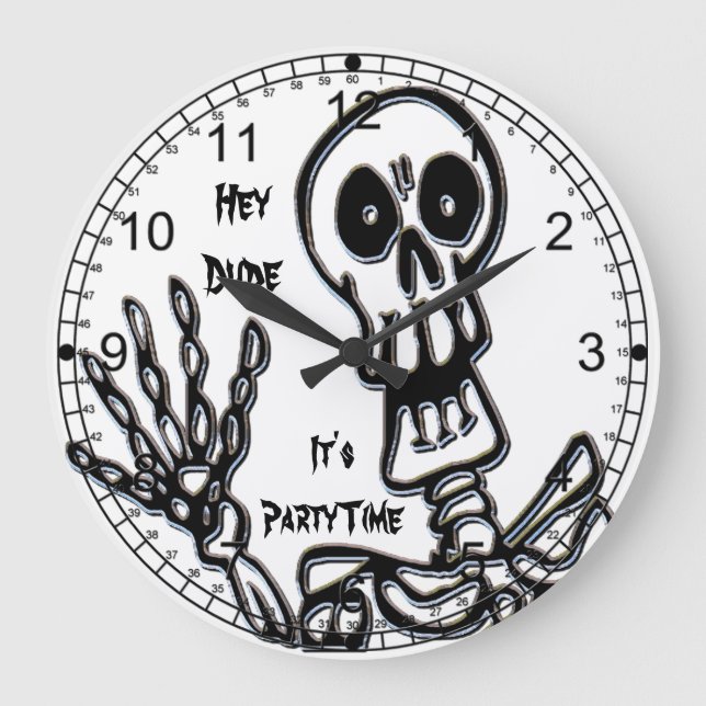 Hey Dude Skeleton Große Wanduhr (Vorderseite)