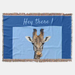 Hey, es lustiges Giraffe-Foto mit Text Decke
