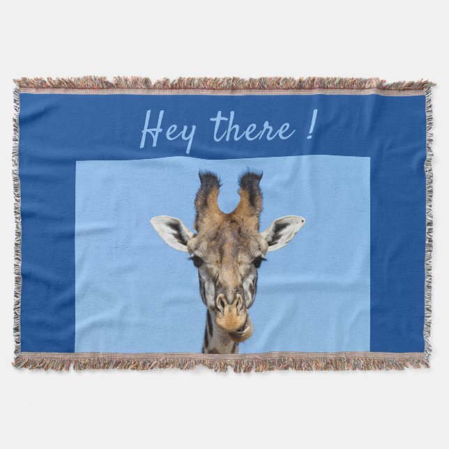 Hey, es lustiges Giraffe-Foto mit Text Decke (Vorderseite)