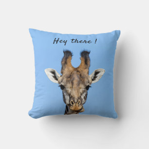 Hey, es lustiges Giraffe-Foto mit Text Kissen