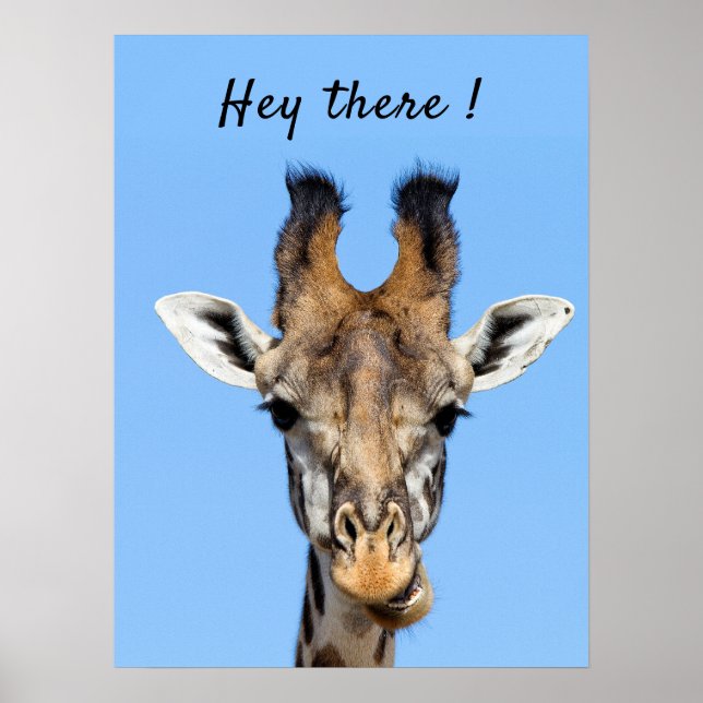 Hey, es lustiges Giraffe-Foto mit Text Poster (Vorne)