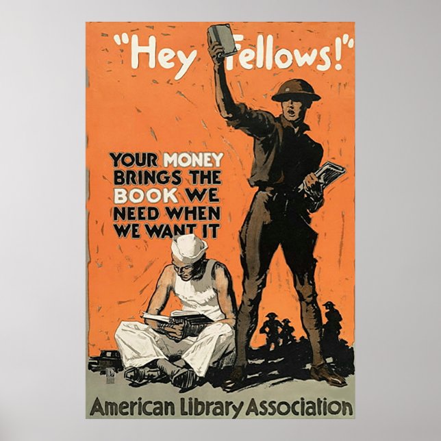 "Hey Fellows!" ~ Vintager Weltkrieg 1. Poster (Vorne)