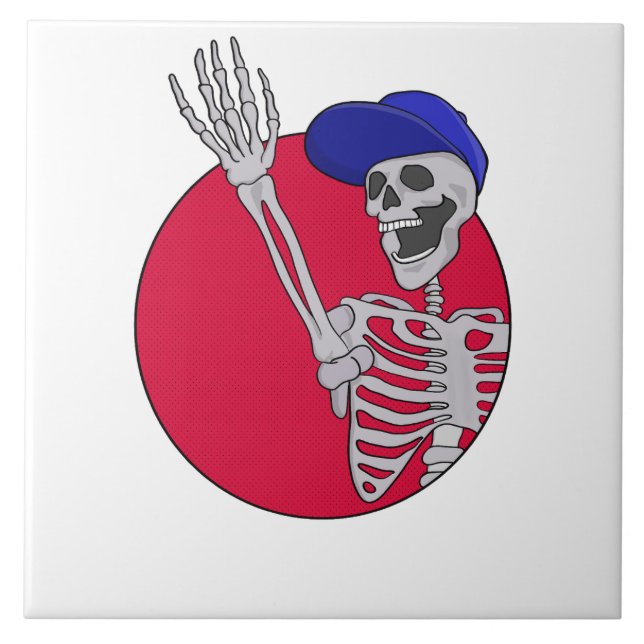 Hey Friends Cool und Funny Skeleton Fliese (Vorderseite)