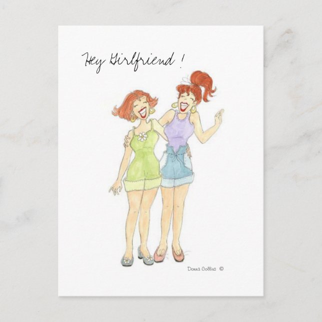 Hey Girlfriend Postcard Postkarte (Vorderseite)