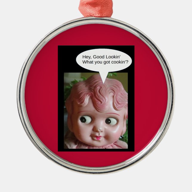 Hey, gut aussehen' - Was hast du got? Silbernes Ornament (Vorne)