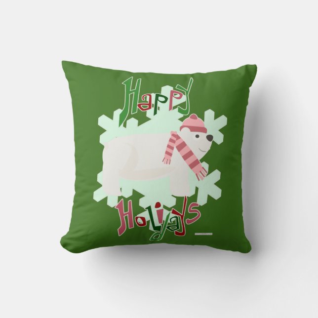 Hey Holiday Polar Bear Kissen (Vorderseite)