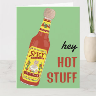 HEY HOT STUFF Scharfe heiße Sauce Süße Katze Valen Karte