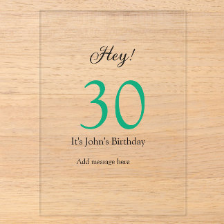 Hey it's 30th birthday green black bold letter nam acryleinladungen