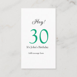 Hey it's 30th birthday green black bold letter nam visitenkarte