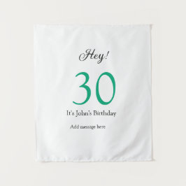 Hey it's 30th birthday green black bold letter nam wandteppich