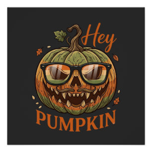 Hey Kürbis Halloween Kürbislaterne Brille Schnurrb Poster