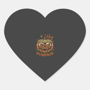 Hey Kürbis Halloween Kürbislaternen Brille Schnurr Herz-Aufkleber