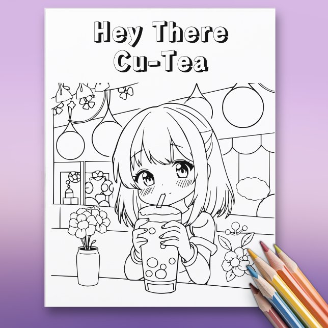 Hey Là Cu-tea Boba Anime | Page Couleur adulte (Créateur téléchargé)