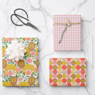 Hey Lion! Löwen, Punkte, helle Farben Geschenkpapier Set