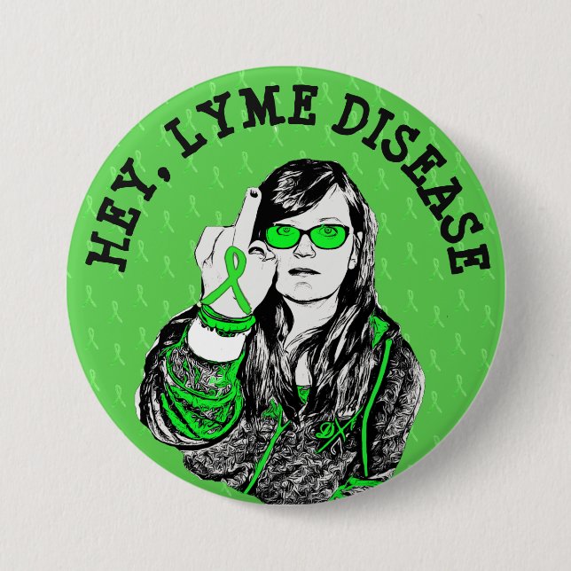 Hey Lyme Disease Awareness Ribbons Button (Vorderseite)