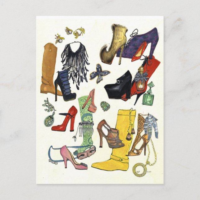 Hey, Mädchen, braucht ein neues Paar? Schöne Schuh Postkarte (Vorderseite)