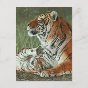 Hey, Mama Weck auf! Tiger und Mutter Postkarte