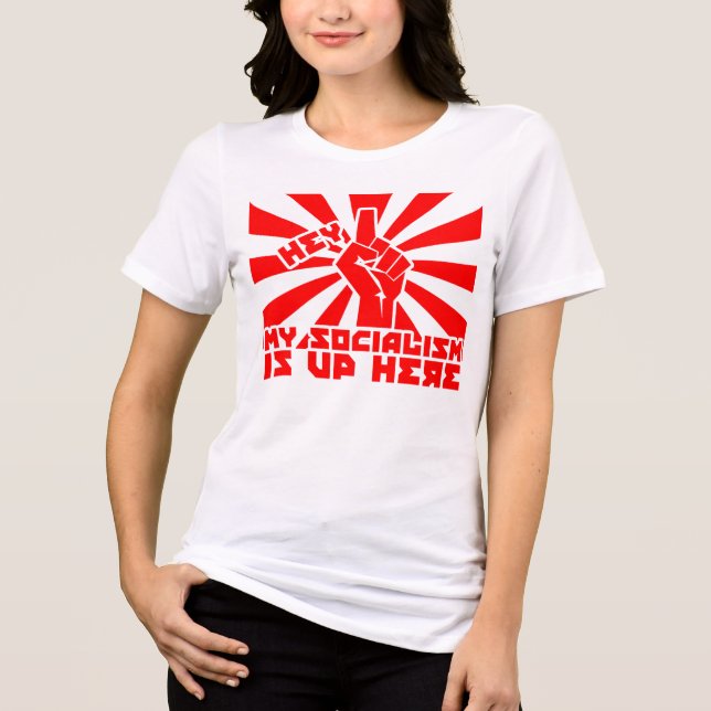 Hey! Mein Sozialismus ist hier Tri-Blend Shirt (Vorderseite)