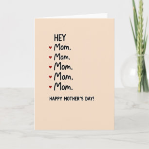 Hey Mom Handgeschriebene Liebeskarte Karte