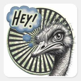 Hey Ostrich Bubble Thought Sticker