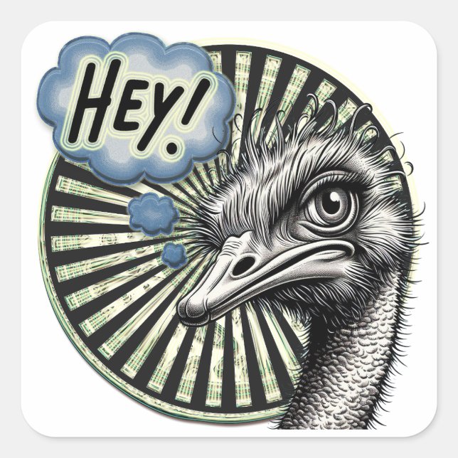 Hey Ostrich Bubble Thought Sticker (Vorderseite)