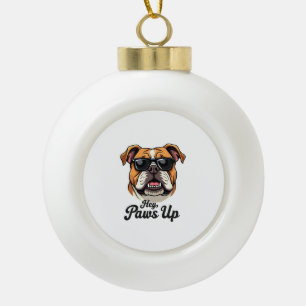 Hey Paws Up Vintage Bulldogge mit Sonnenbrille Lus Keramik Kugel-Ornament