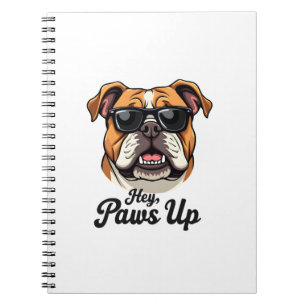 Hey Paws Up Vintage Bulldogge mit Sonnenbrille Lus Notizblock