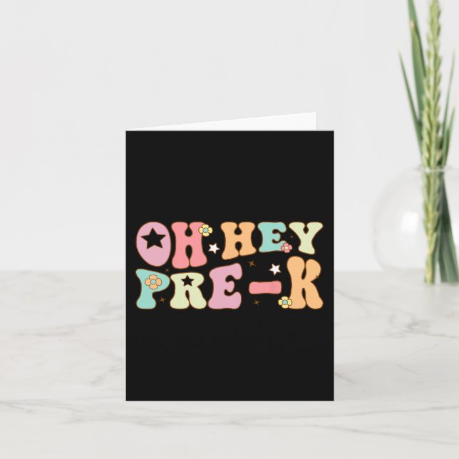 Hey, Pre K Groovy zurück zur Schule glücklich erst Karte (Vorderseite)