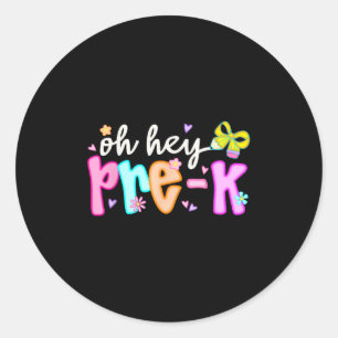 Hey, Pre K Preschool wieder zur Schule am ersten T Runder Aufkleber