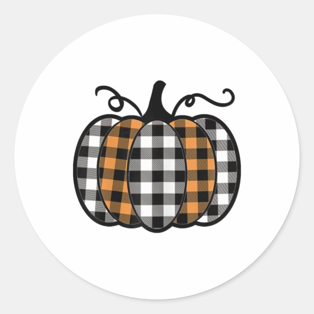 Hey Pumpkin Buffalo Kariert für Herbst Herbst Than Runder Aufkleber (Vorderseite)