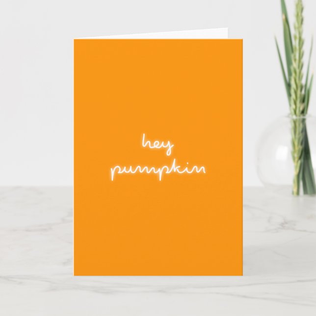 Hey Pumpkin | Halloween Fall Modern Neon Orange Karte (Vorderseite)